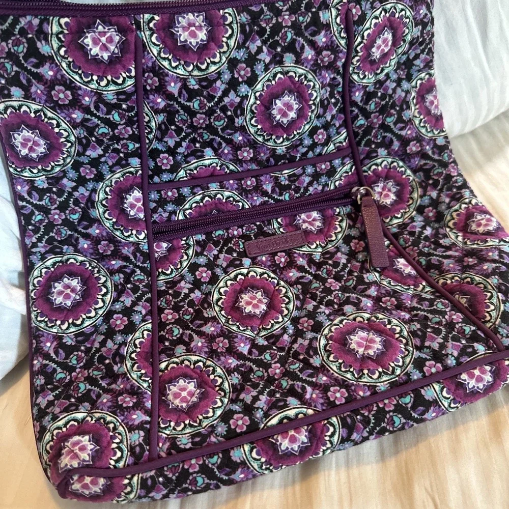 Vera Bradley Villager Tote Shoulder Purse Crossbody Lilac Medallion EUC